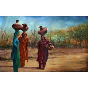 Bandah Ali, 23 x 35 Inch, Oil on Canvas, Figurative-Painting, AC-BNA-004